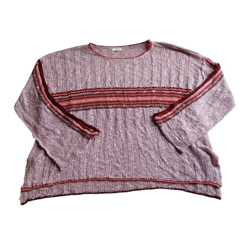 Easel Lavender and Crimson Striped Sweater